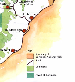 Common Land on Dartmoor Map
